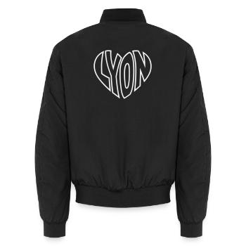Lyon Herzlogo Linienkunst - Unisex Bomberjacke - Schwarz - Hinten - AI Model Male 185 light (185cm)