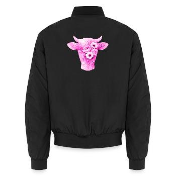 Cow Silhouette Flowers - Unisex Bomber Jacket - black - Back - AI Model Male 185 light (185cm)