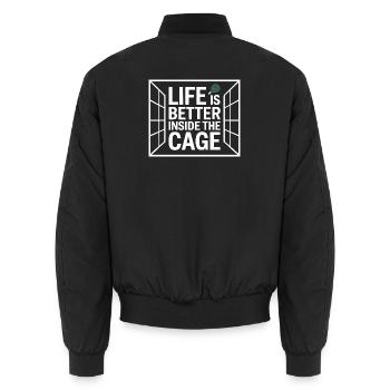 Padel Player Life Is Better Inside The Cage Padel - Unisex Bomber Jacket - black - Back - AI Model Male 185 light (185cm)