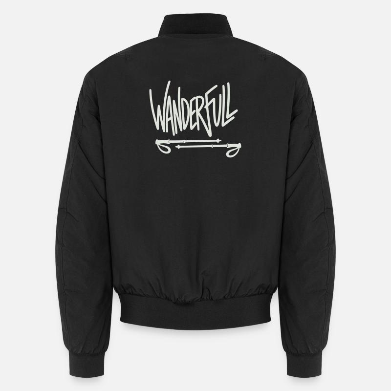 Wanderfull - Wortspiel mit Wanderstöcken - Unisex Bomberjacke - Schwarz