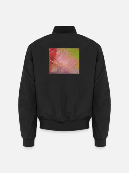 Neon Diagonal Stripe Abstract - Unisex Bomber Jacket - black