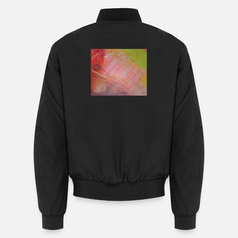 Neon Diagonal Stripe Abstract - Unisex Bomber Jacket - black