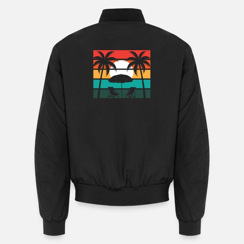 Beach palm and sun - Unisex Bomber Jacket - black