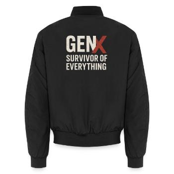 Survivant de tout de la génération X | Drôle de génération X - Bomber unisexe - noir - Dos - AI Model Male 185 light (185cm)