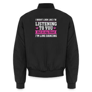 Line Dance - Unisex Bomber Jacket - black - Back - AI Model Male 185 light (185cm)
