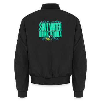 Spare Wasser, trink Tequila - Lustiges Shirt - Unisex Bomberjacke - Schwarz - Hinten - AI Model Male 185 light (185cm)