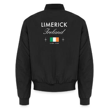 Coordonnées de Westport Irlande Souvenir de voyage - Bomber unisexe - noir - Dos - AI Model Male 185 light (185cm)