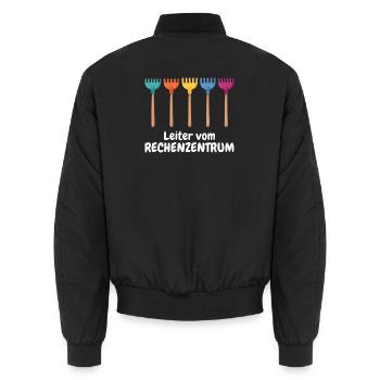 Leiter vom Rechenzentrum EDV  - Unisex Bomberjacke - Schwarz - Hinten - AI Model Male 185 light (185cm)