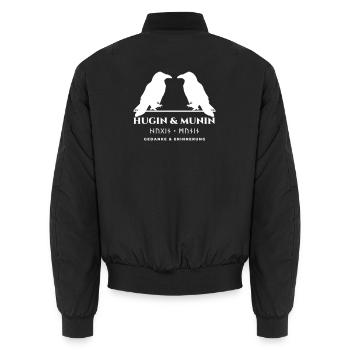 Hugin und Munin – Odins Raben mit Runen - Unisex Bomberjacke - Schwarz - Hinten - AI Model Male 185 light (185cm)