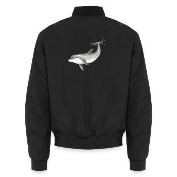 Baby dolphin - Baby dolphin design - Baby dauphin - Unisex Bomber Jacket - black - Back - AI Model Male 185 light (185cm)