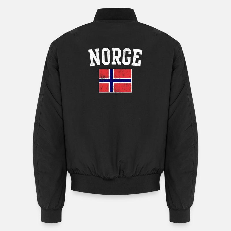 Norwegian Flag Emblem - Unisex Bomber Jacket - black