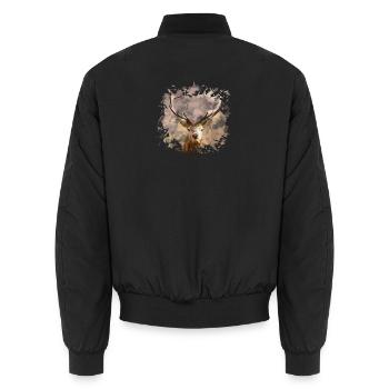 Hirsch Geweih Shirt Geschenk Waldtier - Unisex Bomberjacke - Schwarz - Hinten - AI Model Male 185 light (185cm)