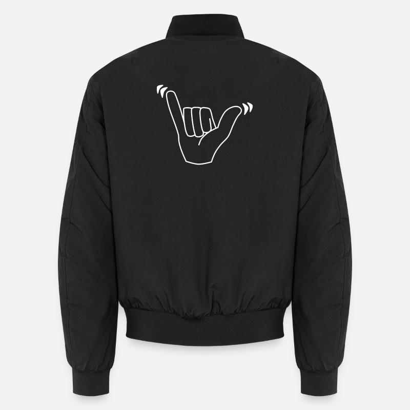 Aloha Handzeichen Hawaii weiß Unisex Bomberjacke