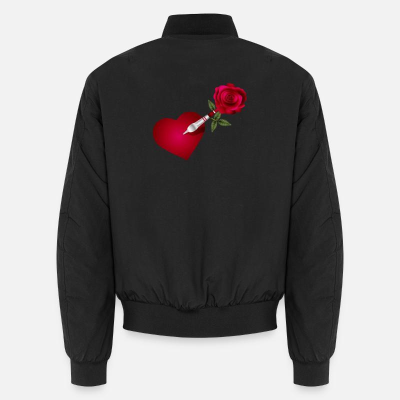 Flèche fléchette avec rose et cœur comme cible Bomber unisexe