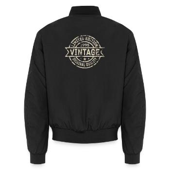 1995 Born Birthday Year of birth vintage - Unisex Bomber Jacket - black - Back - AI Model Male 185 light (185cm)
