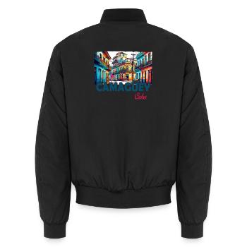 Camagüey, Cuba, Caraïbes, Design - Bomber unisexe - noir - Dos - AI Model Male 185 light (185cm)