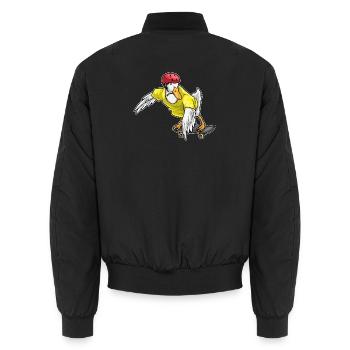 Duck Skater Skateboard - Unisex Bomber Jacket - black - Back - AI Model Male 185 light (185cm)