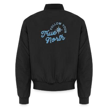 Motif de boussole avec message d'aventure - Bomber unisexe - noir - Dos - AI Model Male 185 light (185cm)