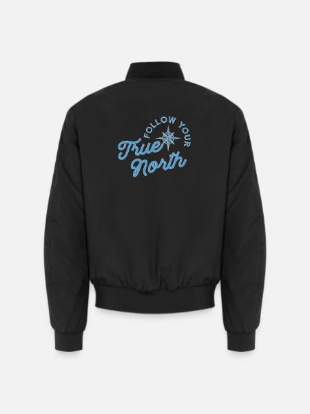 Compass motif with adventure message - Unisex Bomber Jacket - black