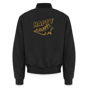 Happy Seal Cartoon Illustration - Unisex Bomber Jacket - black - Back - AI Model Male 185 light (185cm)