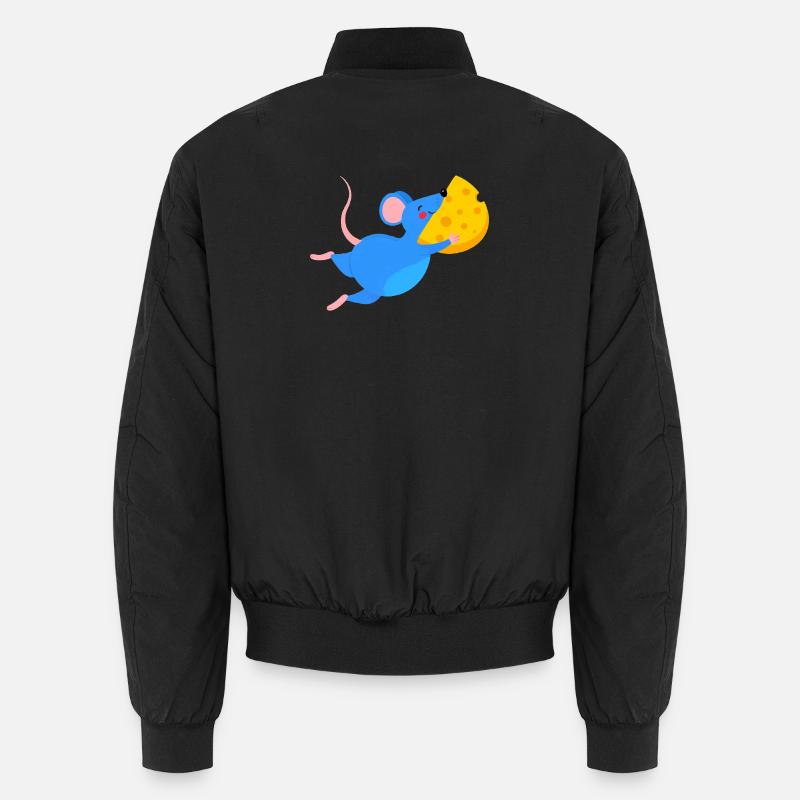 Happy Blue Mouse & Yellow Cheese Unisex Bomber Jacket