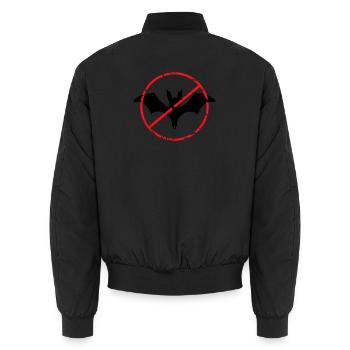 No Bats Sign Banned Halloween Funny - Unisex Bomber Jacket - black - Back - AI Model Male 185 light (185cm)