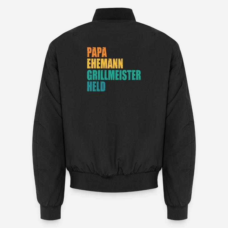 Papa Ehemann Grillmeister Held - Unisex Bomberjacke - Schwarz
