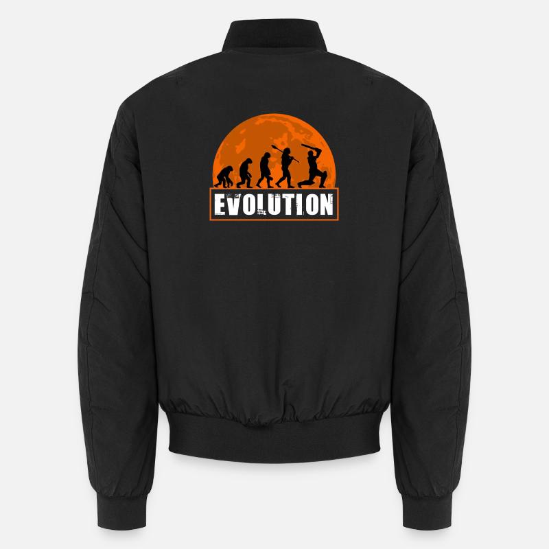 Cricket Evolution Schlagmann Lustiges Sportspielergeschenk Unisex Bomberjacke
