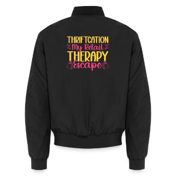 Thrift Shopper Thriftcation My Retail Thrift Store - Unisex Bomberjacke - Schwarz - Hinten - AI Model Male 185 light (185cm)