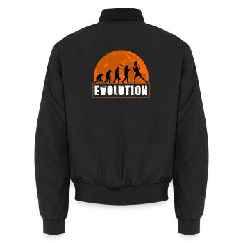 Tennis Evolution Female Player Retro Sunset Art - Unisex Bomber Jacket - black - Back - AI Model Male 185 light (185cm)