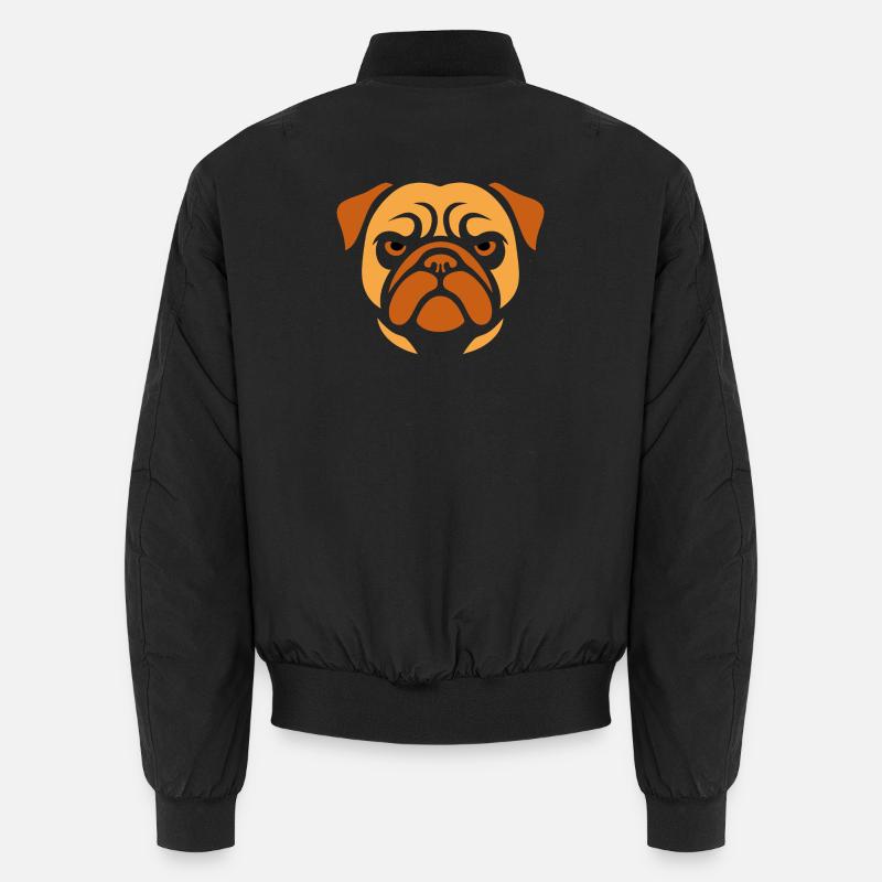 Pug , Dog head - Unisex Bomber Jacket - black
