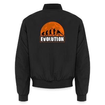 Evolution of Woman Gym Fitness Bodybuilding - Unisex Bomber Jacket - black - Back - AI Model Male 185 light (185cm)