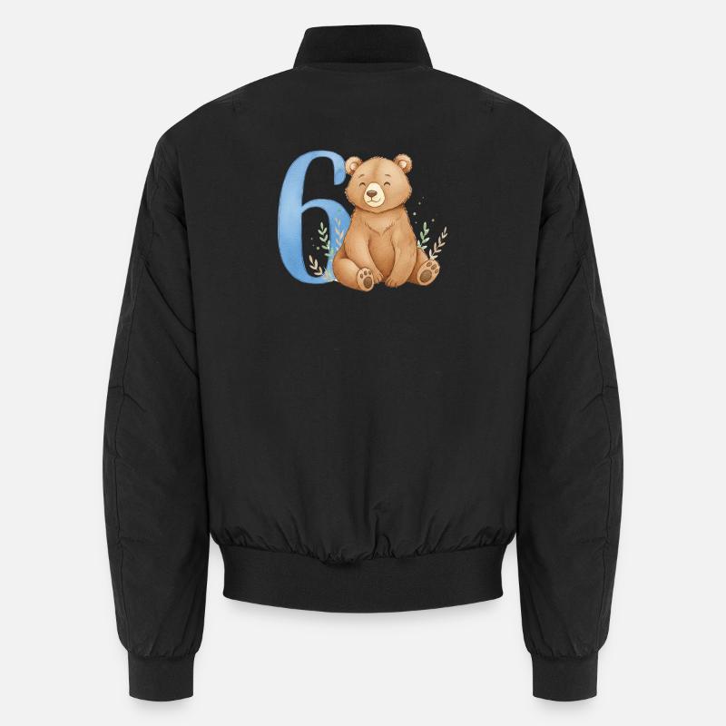 Ours aquarelle avec le numéro 6 Bomber unisexe