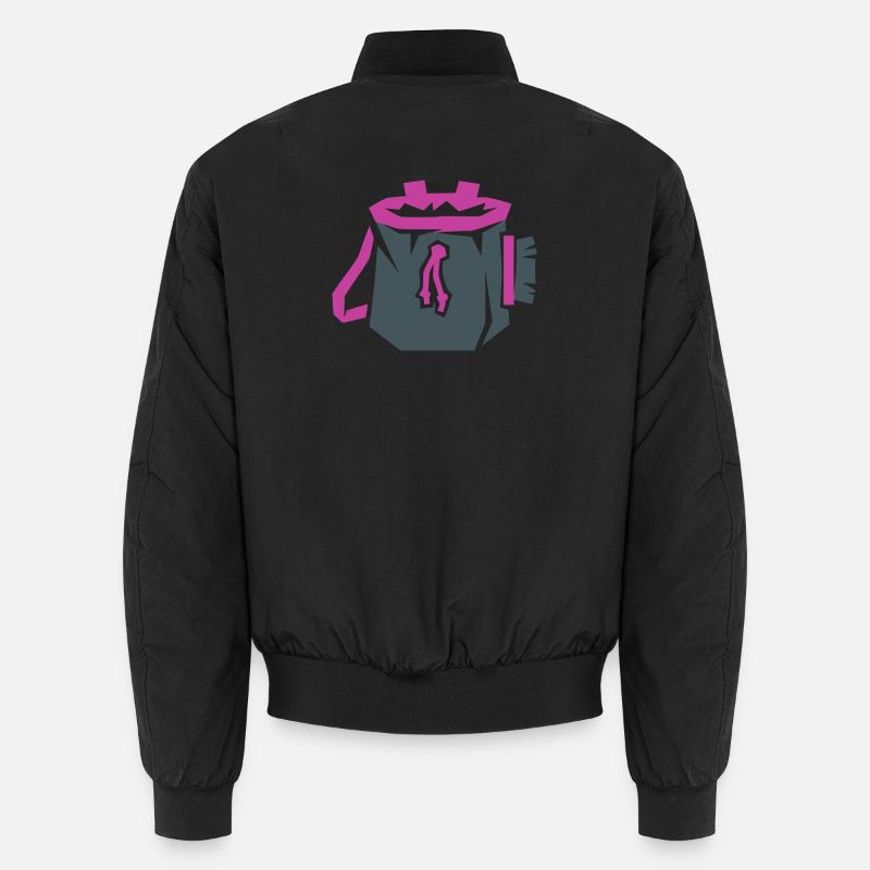 Chalkbag Climbing Bouldering Vector - Unisex Bomber Jacket - black
