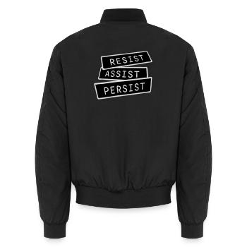 Resist Assist Persist Aktivismus Motivation Logo - Unisex Bomberjacke - Schwarz - Hinten - AI Model Male 185 light (185cm)