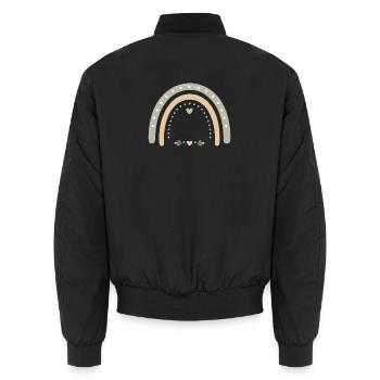 Boho Regenbogen | Schwester | Geschwisterdesign - Unisex Bomberjacke - Schwarz - Hinten - AI Model Male 185 light (185cm)