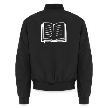 Buch Bücher lesen Geschenk - Unisex Bomberjacke - Schwarz - Hinten - AI Model Male 185 light (185cm)