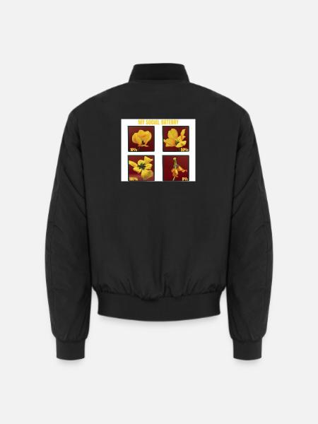 Meine soziale Batterie lustige gelbe Tulpenblume - Unisex Bomberjacke - Schwarz