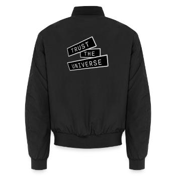 Trust The Universe Spirituell Universum Zitat Logo - Unisex Bomberjacke - Schwarz - Hinten - AI Model Male 185 light (185cm)