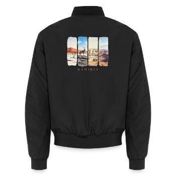 Namibia Urlaub Travel – Wüste Safari & Natur - Unisex Bomberjacke - Schwarz - Hinten - AI Model Male 185 light (185cm)