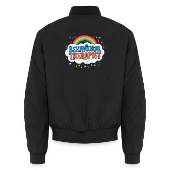Behavioural therapist, school behaviour technician - Unisex Bomber Jacket - black - Back - AI Model Male 185 light (185cm)