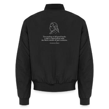 Kant Quote: Conversation with Great Minds - Unisex Bomber Jacket - black - Back - AI Model Male 185 light (185cm)