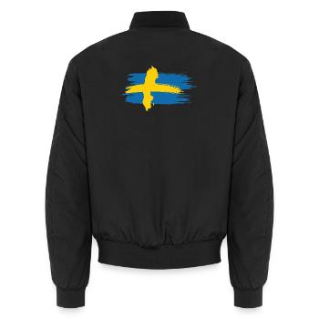 Sweden – Blue Yellow Map Brush Design - Unisex Bomber Jacket - black - Back - AI Model Male 185 light (185cm)