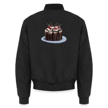 Kirschkuchen - Süße Verführung pur! - Unisex Bomberjacke - Schwarz - Hinten - AI Model Male 185 light (185cm)