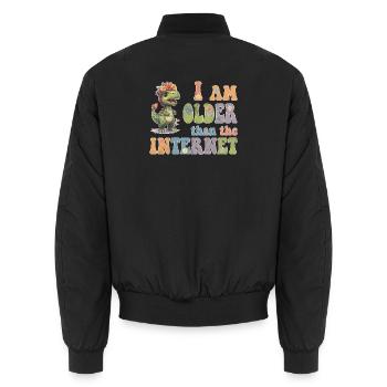 I am older than the Internet - Hippie Dino - Unisex Bomberjacke - Schwarz - Hinten - AI Model Male 185 light (185cm)