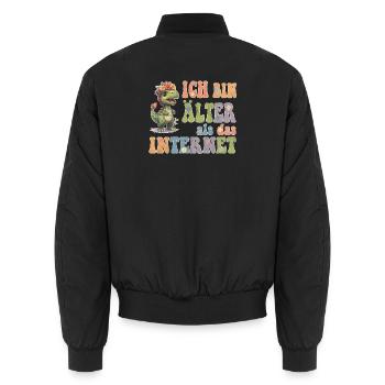 Ich bin älter als das Internet - Hippie Dino  - Unisex Bomberjacke - Schwarz - Hinten - AI Model Male 185 light (185cm)