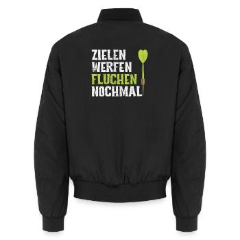 Darts Zielen Werfen Fluchen Nochmal Dart Spruch - Unisex Bomberjacke - Schwarz - Hinten - AI Model Male 185 light (185cm)
