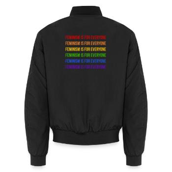 Feminism is for Everyone Rainbow - Unisex Bomber Jacket - black - Back - AI Model Male 185 light (185cm)