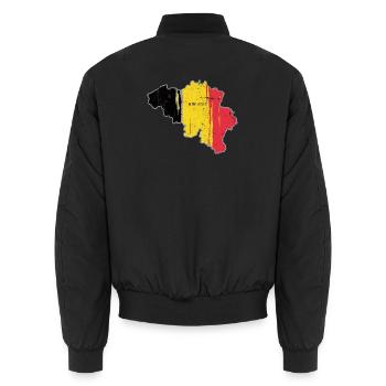 Belgian Flag Map of Brussels - Unisex Bomber Jacket - black - Back - AI Model Male 185 light (185cm)