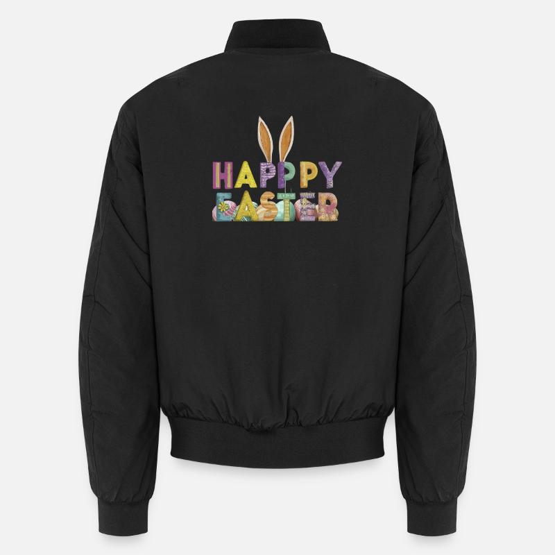 Osterhasen-Design mit bunten Buchstaben - Unisex Bomberjacke - Schwarz